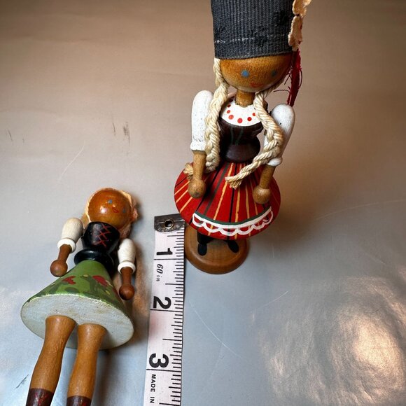 Poland Peg Bead Dolls Vintage Folk Art Traditional Costume Hand Painted - Picture 8 of 10